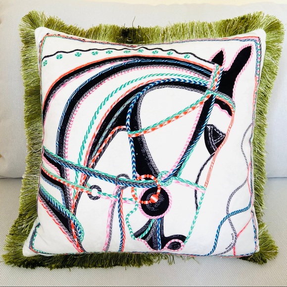 Other - White velvet horse throw decorative accent pillow